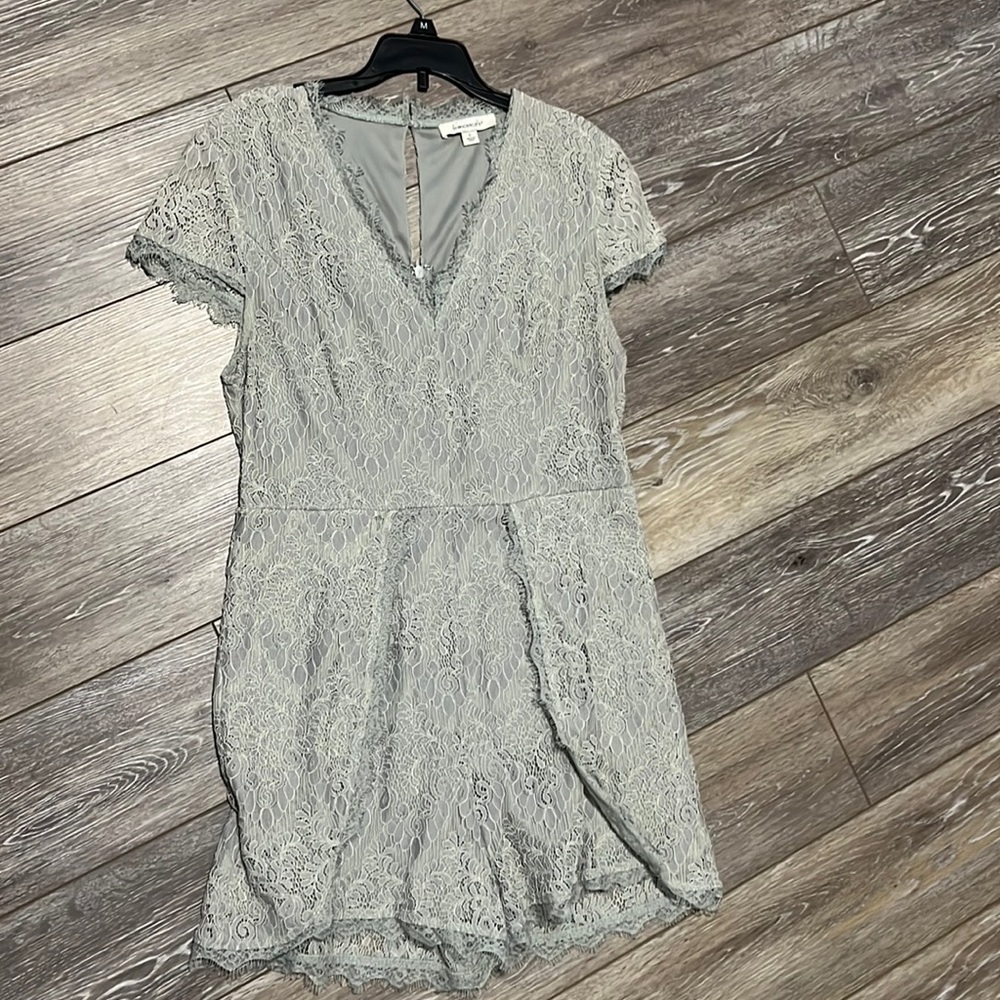 Dusty blue/gray lace romper